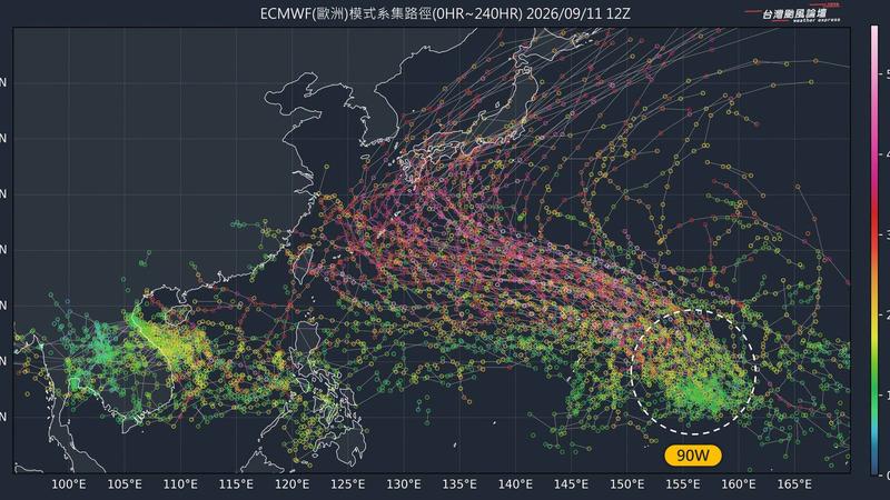 颱風「杜鵑」最快下週三(16日)前後生成。(圖/翻攝自臉書「台灣颱風論壇|天氣特急」)