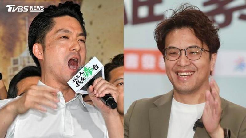 台北市長蔣萬安(左)、民進黨台北市長參選人沈伯洋(右)19日都在南台灣輔選。(圖/TVBS)
