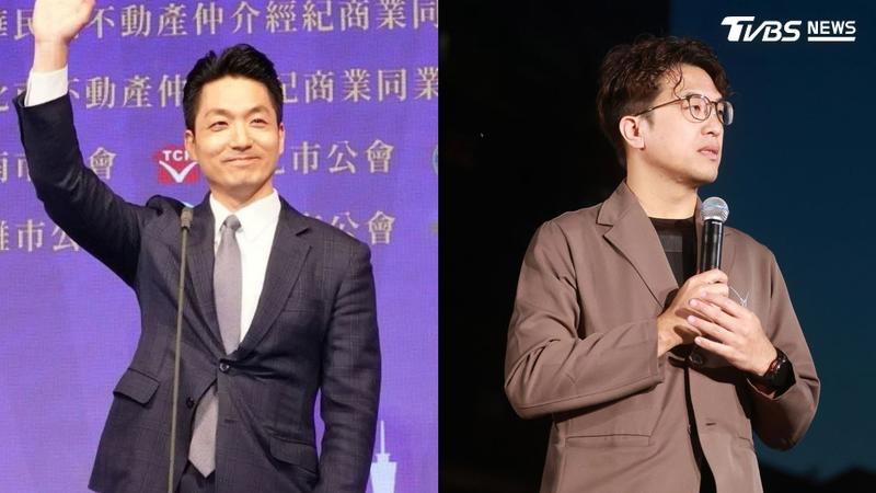台北市長蔣萬安與民進黨台北市長參選人沈伯洋同場金仲獎。(圖/北市府提供、華子琛攝)