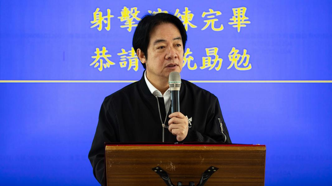 賴清德在操演完畢後發表談話。(圖/總統府提供)