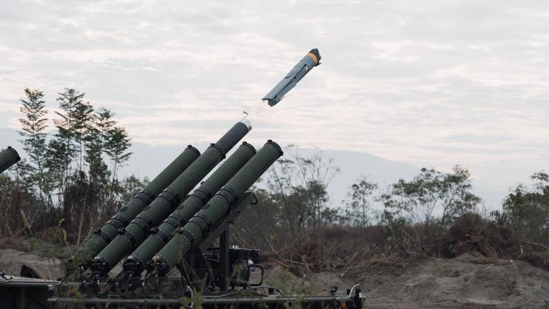 Altius-600M攻擊型無人機發射升空。(圖/國防部提供)