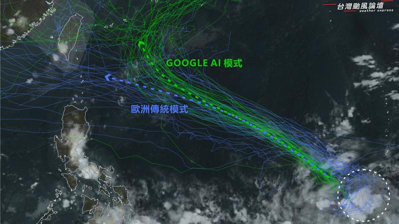 「舒力基」颱風可能中秋節前後生成,最新路徑預測出爐。(圖/翻攝自臉書「台灣颱風論壇|天氣特急」)