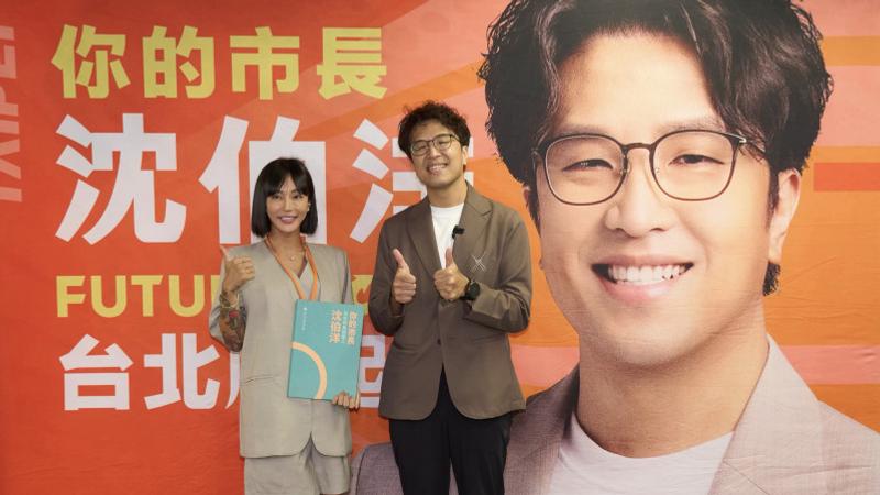 梁云菲(左)分享與沈伯洋合照,並期許「願未來一切都能更好」。(圖/翻攝自Threads)