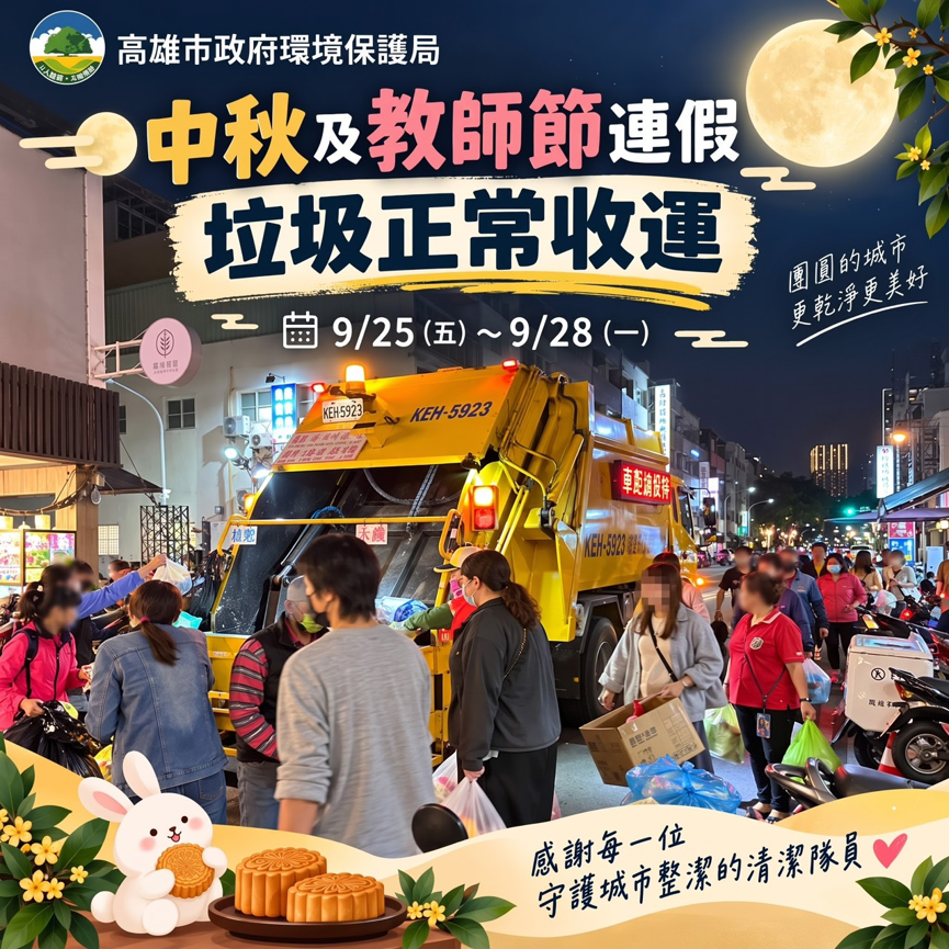 2026中秋節垃圾車-2026教師節垃圾車-中秋節垃圾清運-教師節垃圾清運-垃圾車時間-高雄市垃圾車