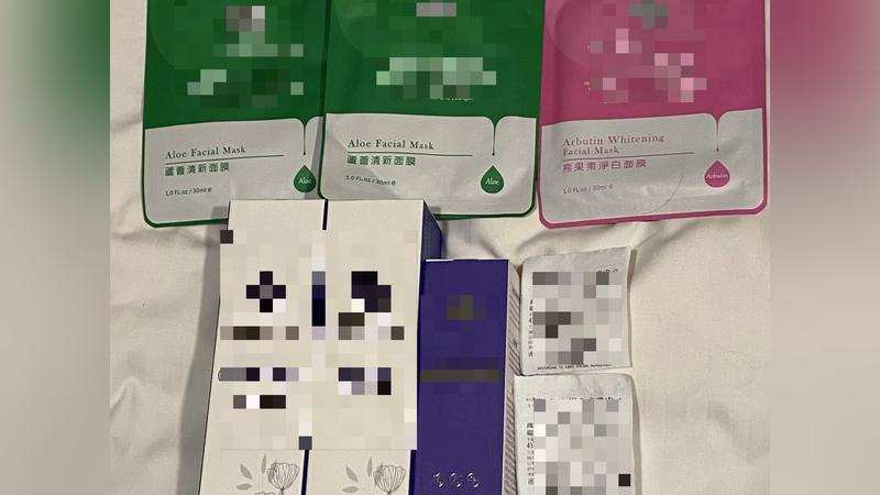 花了快六千塊買下三罐洗顏用品。(圖/TVBS)