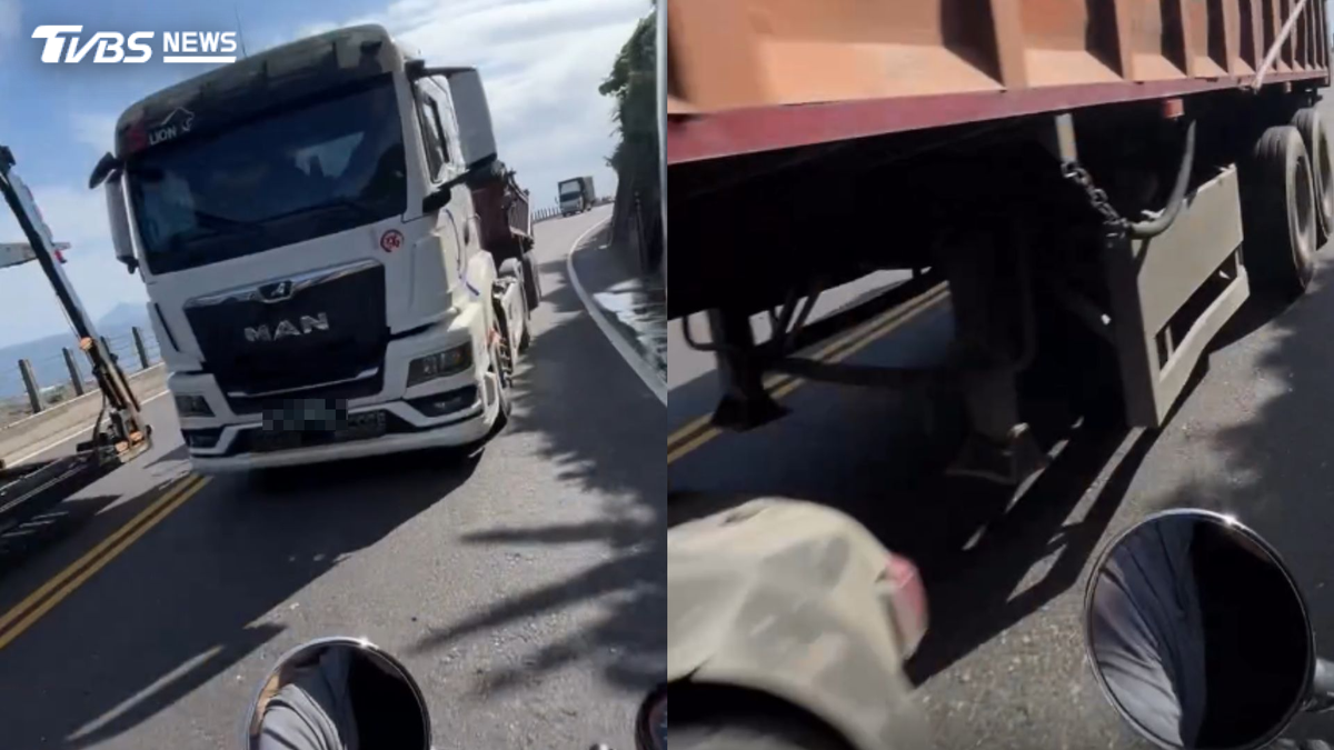 濱海公路兜風!遇砂石車逆向殺來 重機騎士急又閃:再快一點就沒命