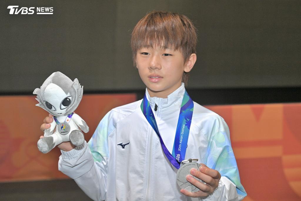 12歲的辜泳諺寫下台灣亞運史上最年輕奪牌紀錄。（圖／胡瑞麒攝）