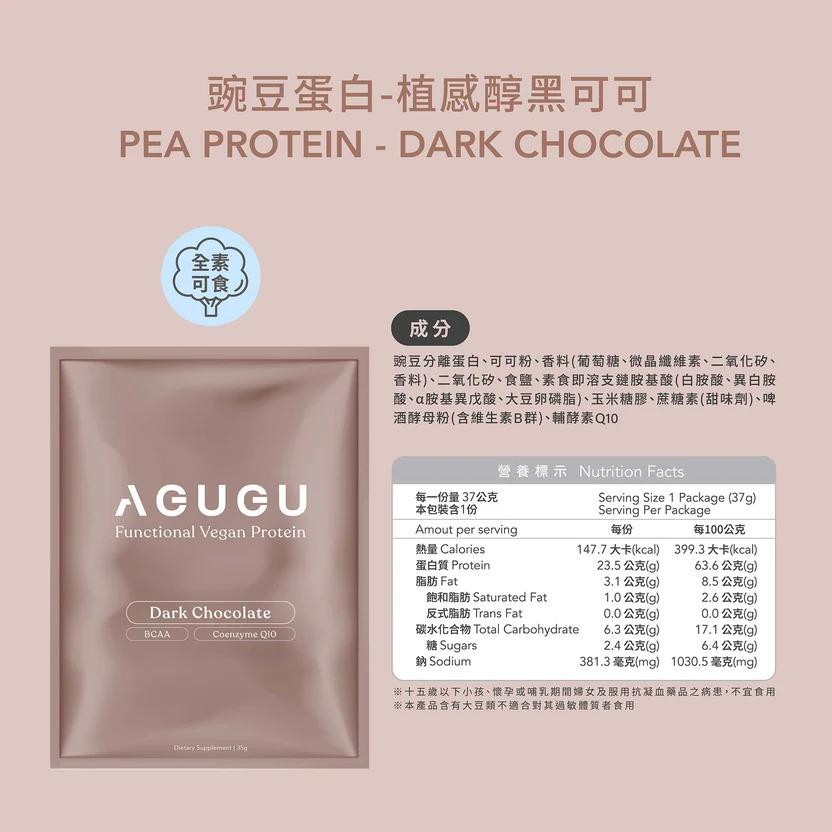 AGUGU的植物蛋白產品以全素豌豆蛋白飲為主。(圖/翻攝自AGUGU官網)
