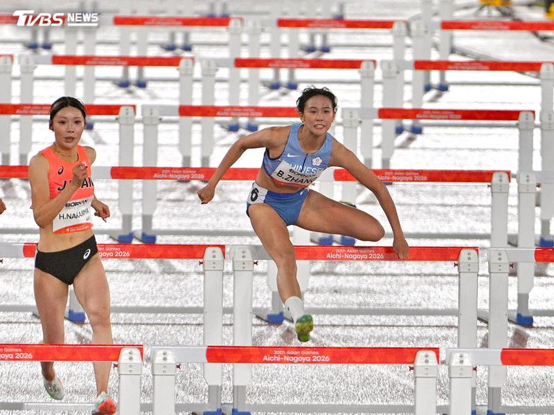 台灣跨欄好手張博雅以微差在女子一百米跨欄項目惜敗穫得第四名。(圖/胡瑞麒攝)