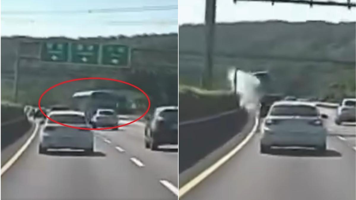 驚悚畫面曝!國3遊覽車鬼切3車道失控撞護欄 疲勞駕駛惹的禍