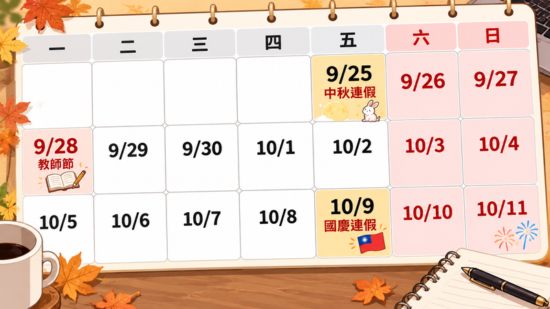 上班族翻行事曆發現,這兩週都只要上4天班,自由就在眼前!(圖/AI 製表)