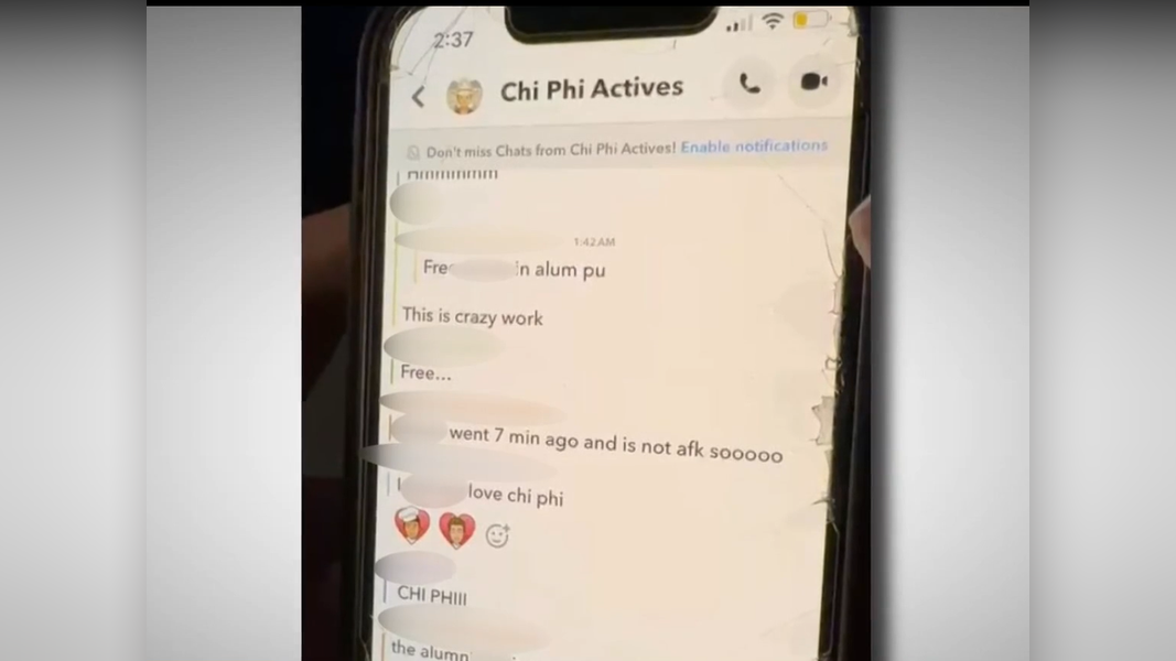 訴狀曝光的兄弟會Snapchat群組訊息(圖/翻攝自CBS News)