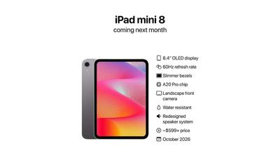 蘋果傳10月發表最新iPad mini!9亮點一次看 螢幕、晶片全升級