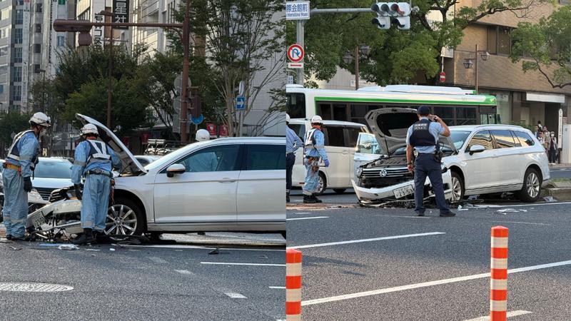 日本神戶市一輛轎車衝撞正在過馬路的行人,造成5人受傷。(圖/翻攝自 X @1000Everyday)