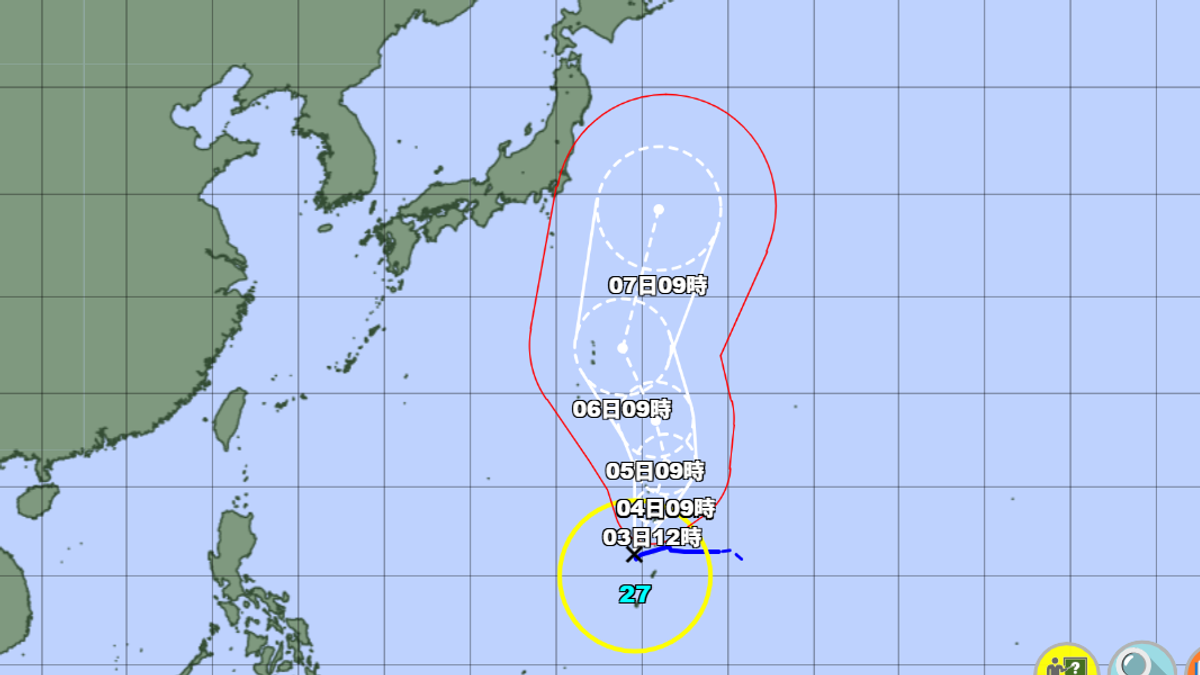 彩雲颱風恐成「非常強颱」!這天靠近日本關東 日氣象廳最新路徑曝