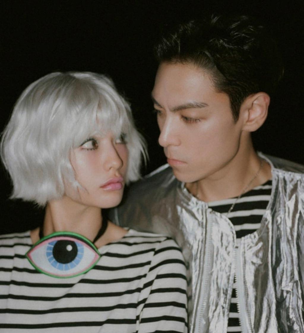 T.O.P(右)與NANA因合作MV而結緣。(圖/翻攝自韓網)
