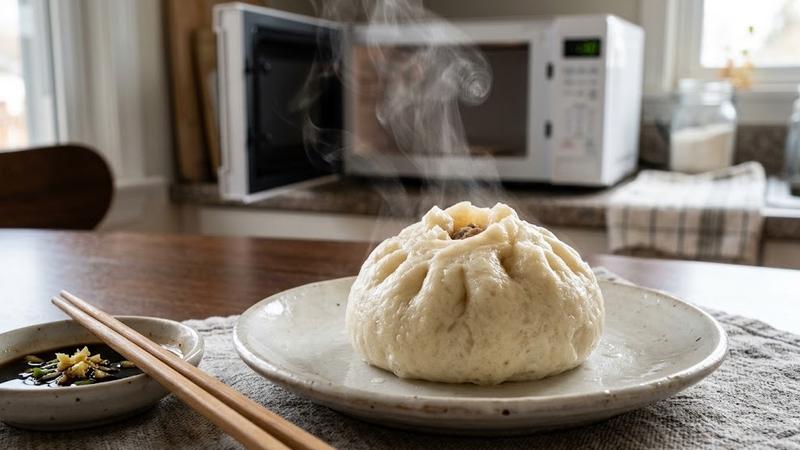 若想加熱出鬆軟的包子,千萬別直接放進微波爐加熱。(示意圖/AI製圖)