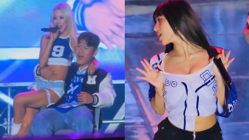 「宇宙少女」多榮(左)、「KISS OF LIFE」Natty這幾天都因大尺度演出而造成熱議。(圖/翻攝自推特)