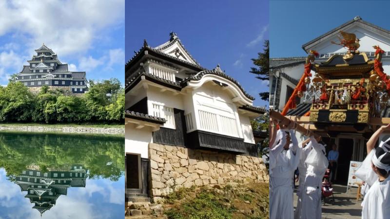 岡山縣擁有豐富的古城遺跡與自然景觀。(圖/翻攝自岡山縣官方導覽、阿智神社官網)