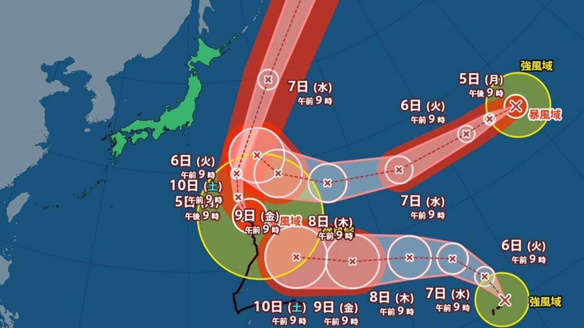 太平洋「三颱共舞」!日氣象廳公布颱風最新路徑 恐重創三天連假