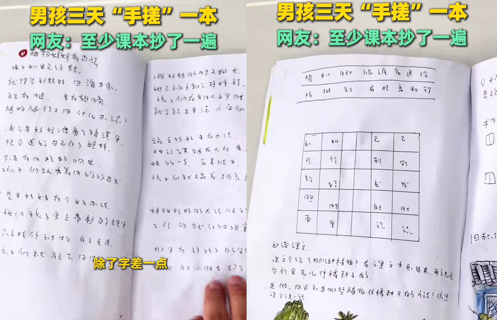 男童親手製作課本，網友打趣留言「長大可以去出版社上班了」。（圖／翻攝自小紅書）