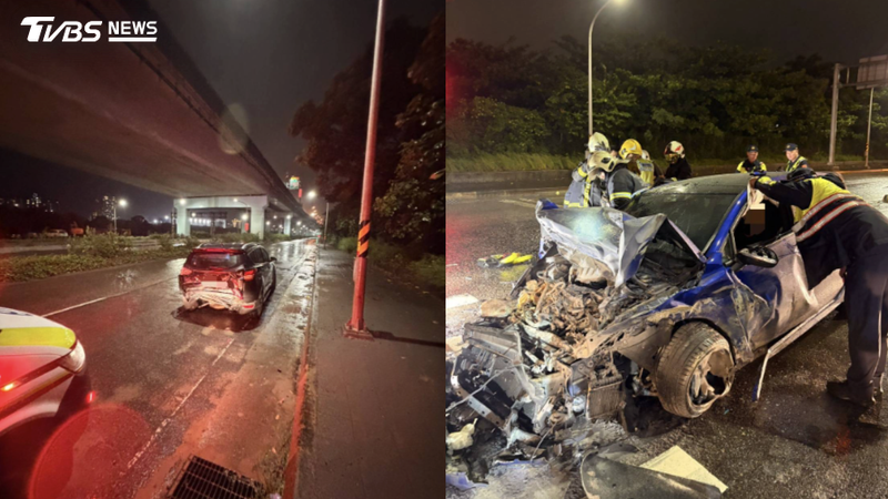 前車車尾跟後車車頭都被撞爛。(圖/TVBS)