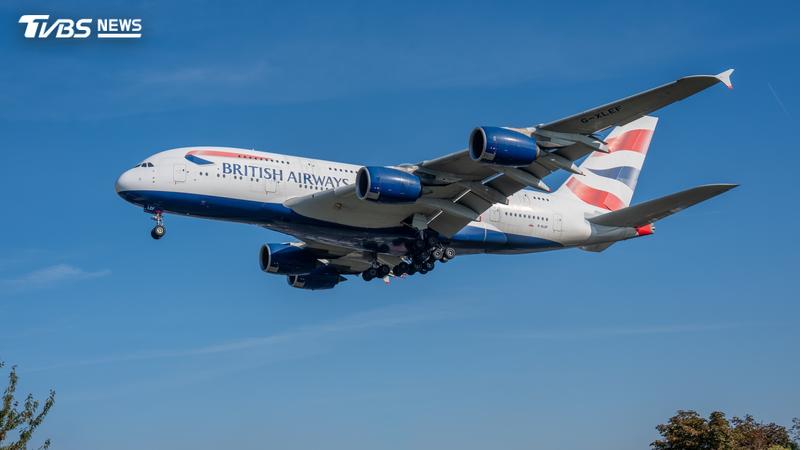 英國航空一架波音777-300ER客機,在5800英尺高度險些與不明飛行物相撞。(示意圖,非當事客機/Shutterstock達志影像)