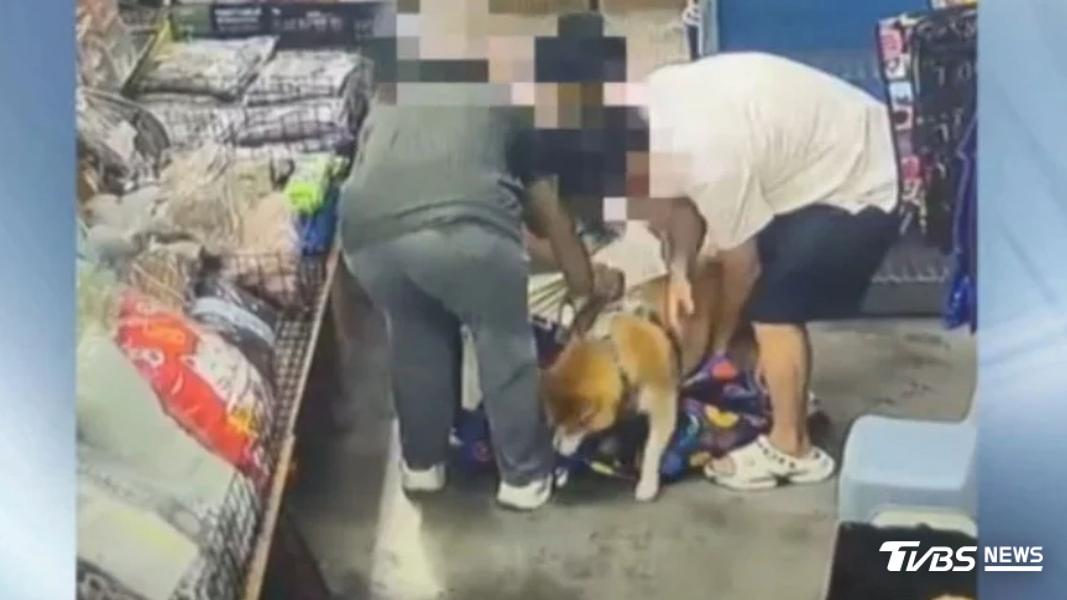讓柴犬試用袋子,留下狗毛與腳印,顧客最後不買單,業者無奈回收。(圖/TVBS)