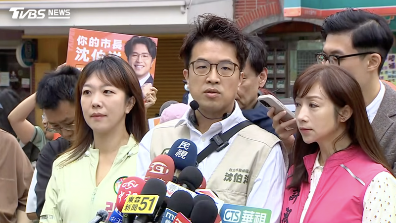 民進黨台北市長參選人沈伯洋7日上午前往吳興市場掃街。(圖/共訊畫面)