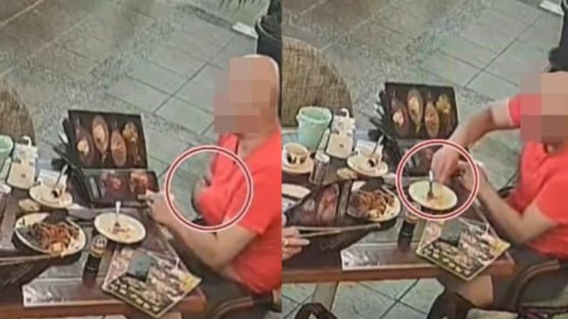 馬來西亞檳城一名外籍男子用餐時,不斷拔自己的胸毛放入食物中,栽贓店家想吃霸王餐。(圖/翻攝 NewsNav)