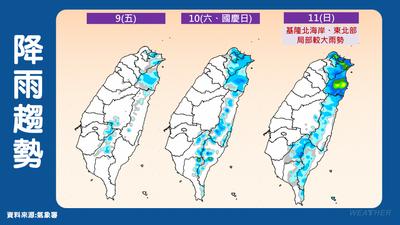 天氣/國慶連假「這天雨最大」!氣象署曝:下波東北季風這時到