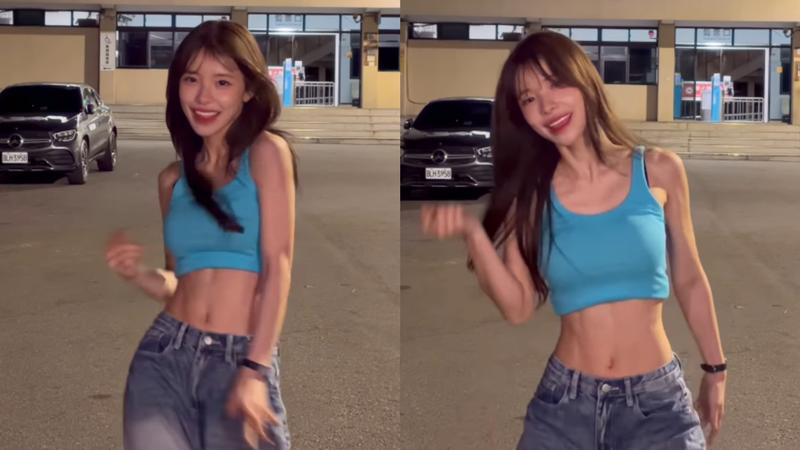 李多慧在台中港車站前熱舞。(圖/翻攝自@le_dahye IG)
