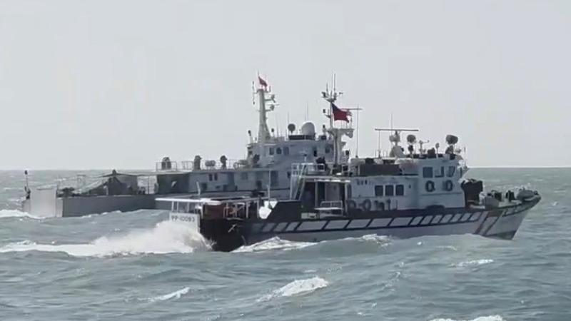雙十國慶前夕,中國海警再擾金門,海巡巡防艇併航應處。(圖/海巡署金馬澎分署提供)