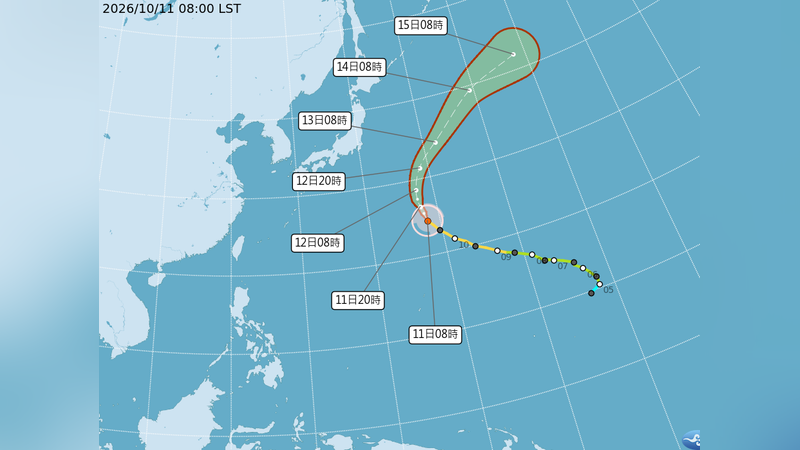 颱風潛勢路徑圖。(圖/中央氣象署)