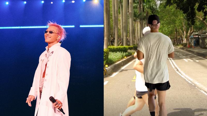 太陽在台北演出期間仍抽空到處逛逛,還出門晨跑。(圖/翻攝自@__youngbae__)