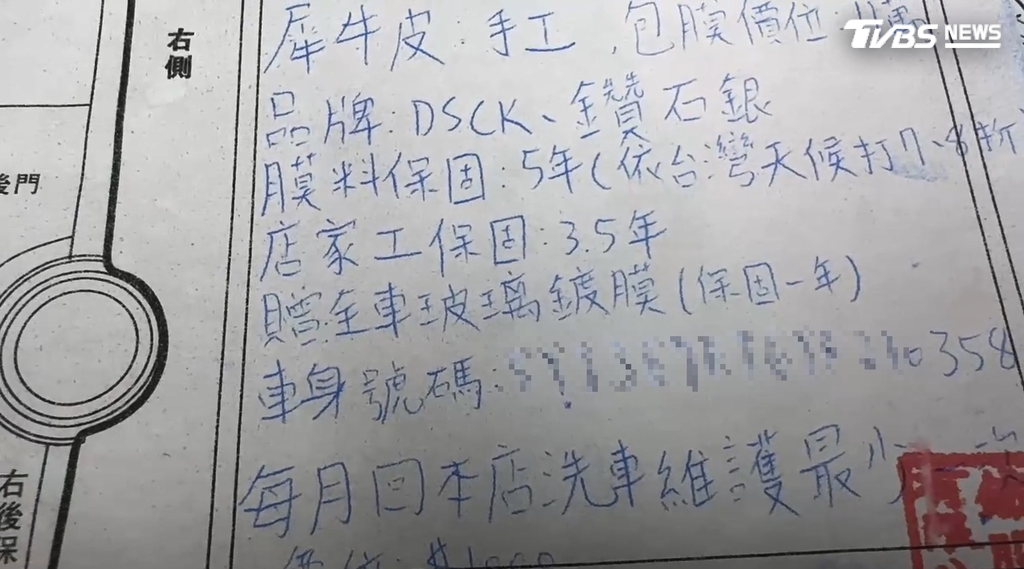 包膜業者都會與車主簽訂合約，雙方如果有爭議而未有共識，消費者可以盡速向市府消費者服務中心提出申訴（圖／TVBS）