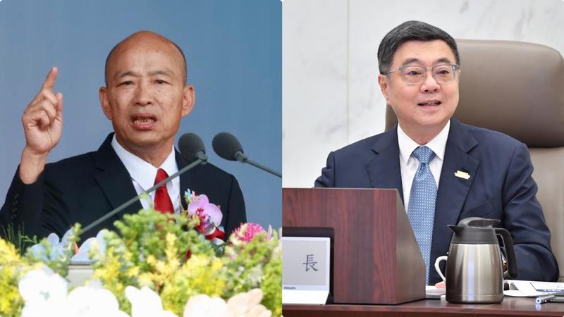 韓國瑜國慶演說脫稿批「假民主真獨裁」、卓榮泰反擊。(圖/胡瑞麒、行政院提供)