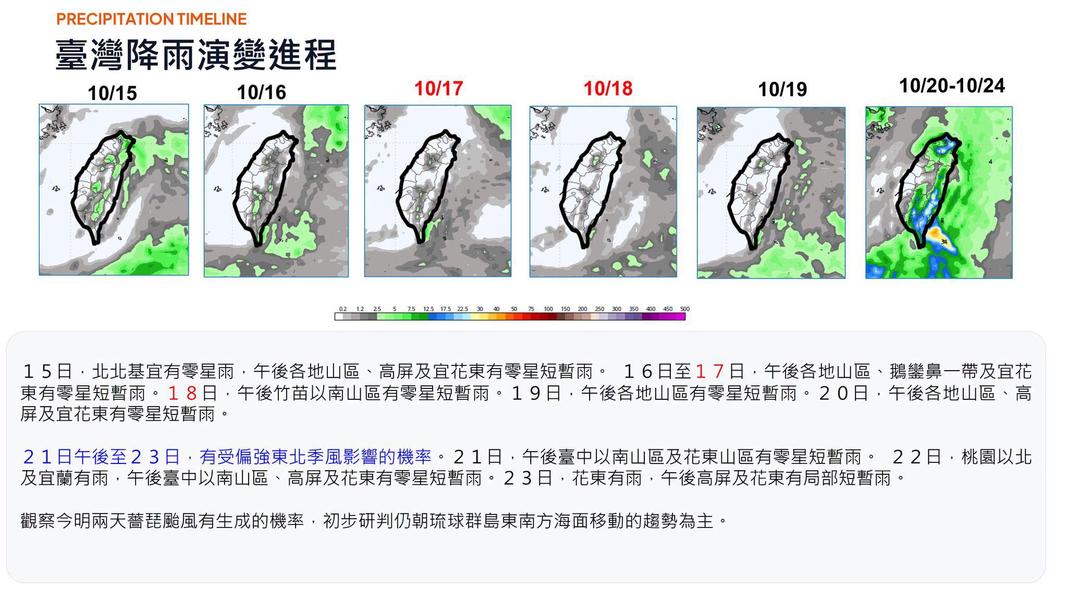 未來一周降雨趨勢。(圖/翻攝賈新興臉書)