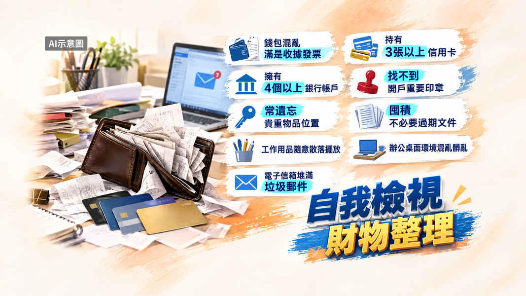 自身工作或生活空間若缺乏整理,部分也反映財務狀況欠缺管理邏輯。(圖/AI 生成)