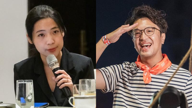 國民黨立委徐巧芯(左)為提醒民進黨台北市長參選人沈伯洋(右)回立法院開會,還出錢抖內趙少康節目。(圖/翻攝自徐巧芯臉書、沈伯洋競辦提供)