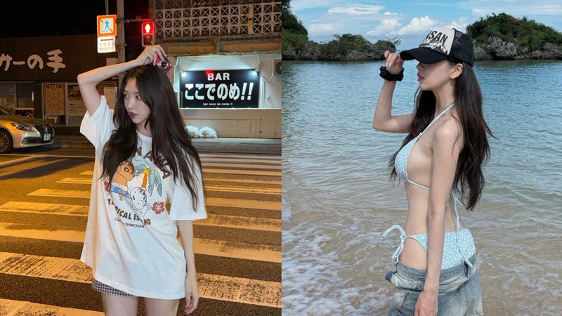 尹到怡日前曬出一系列海邊比基尼辣照。(圖/翻攝自IG)