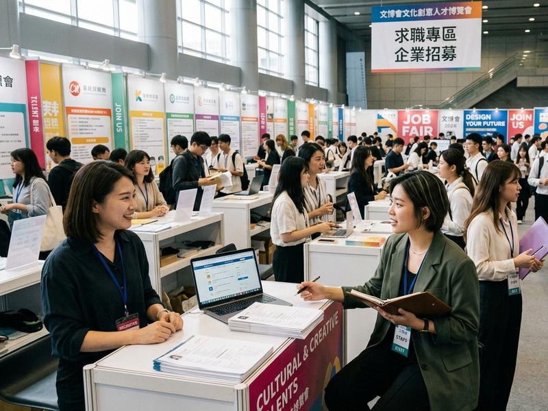新北市勞工局表示,將在10月17日於三重綜合體育館舉辦今年度最大場就業博覽會,共有70家知名企業設攤徵才,預估將釋出超過2500個職缺。(示意圖/AI 生成)