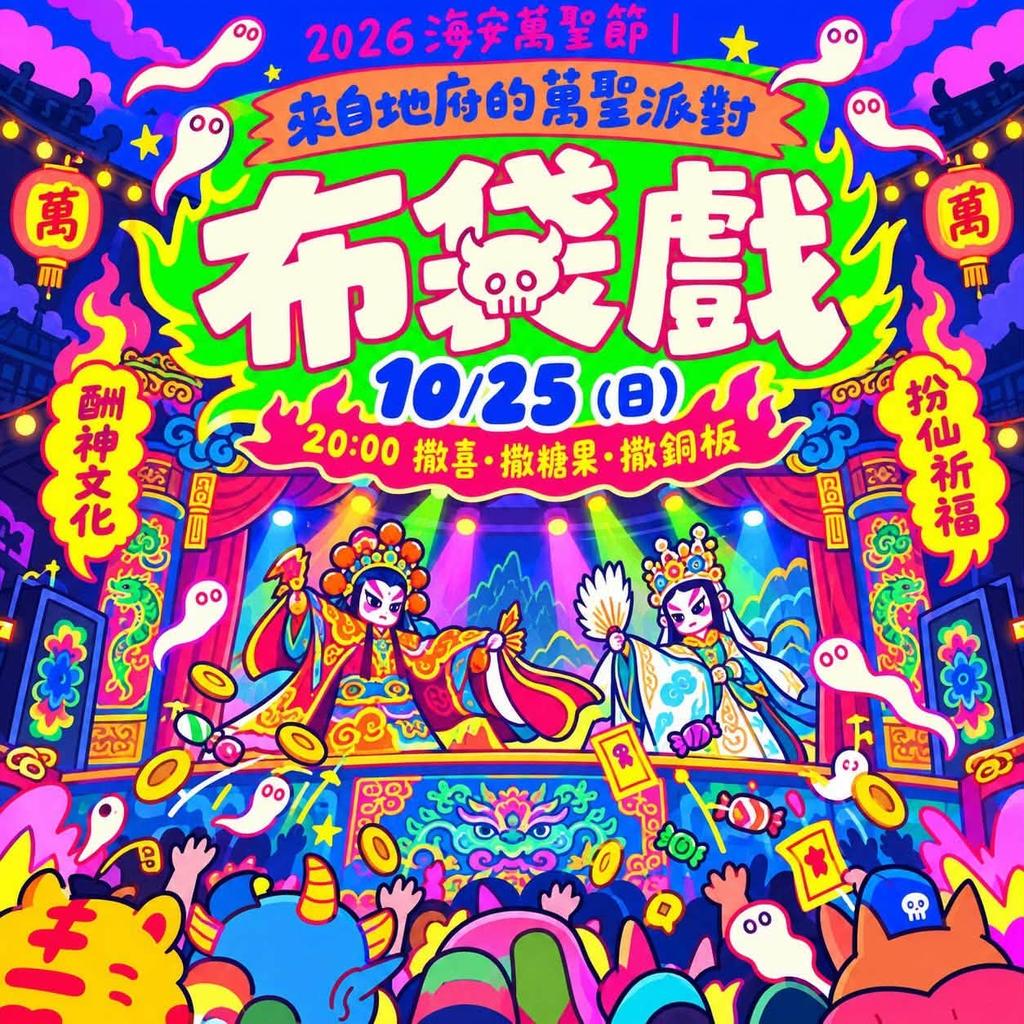 台南海安萬聖節今年更有廟口布袋戲隆重登場。（圖／翻攝自台南市海安觀光商圈粉專）
