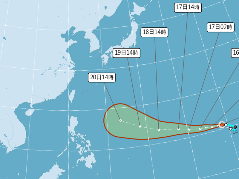 輕度颱風薔琵生成。(圖/氣象署)