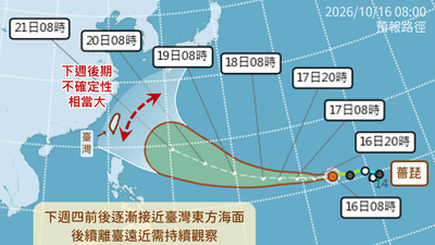 天氣/「薔琵」持續增強!不排除接近台灣 下周三、四是關鍵