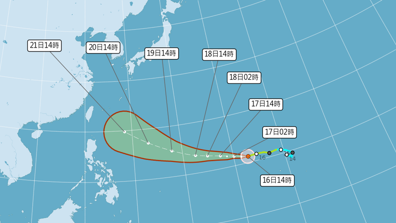 颱風薔琵估未來24小時內增強為中颱。(圖/氣象署)