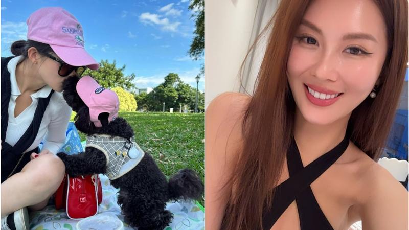 外型亮麗的林女與愛犬「Oreo」。(圖/翻攝Instagram Dina)