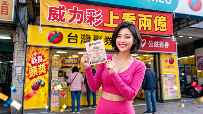 威力彩獎金上看2億,不少民眾前往彩券行投注。(圖/AI 生成)