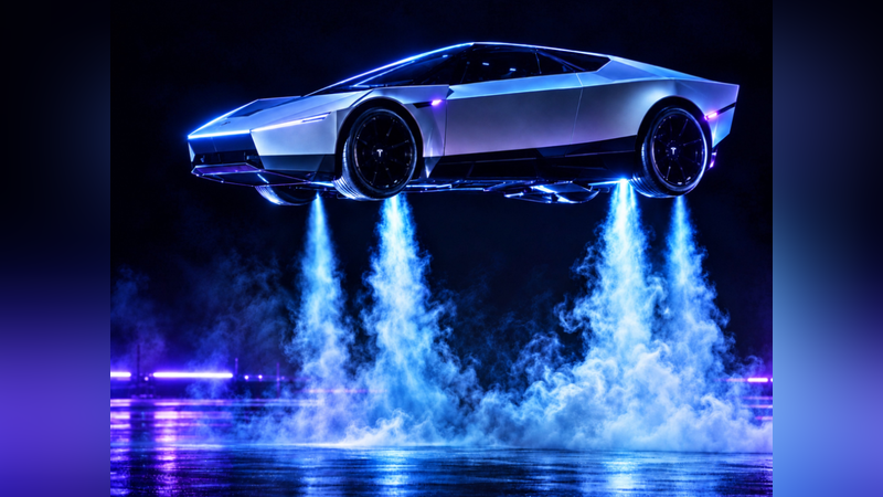 特斯拉(Tesla)近日公開新一代電動跑車Roadster,現場展示車輛利用噴射推進技術騰空而起(圖/翻攝自X@tcballard)