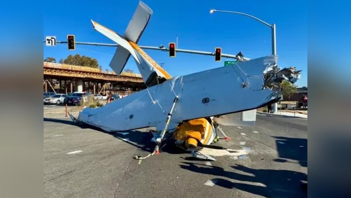 加州聖荷西連兩日墜機!小飛機迫降公路「摔成L型」機頭貼地毀損
